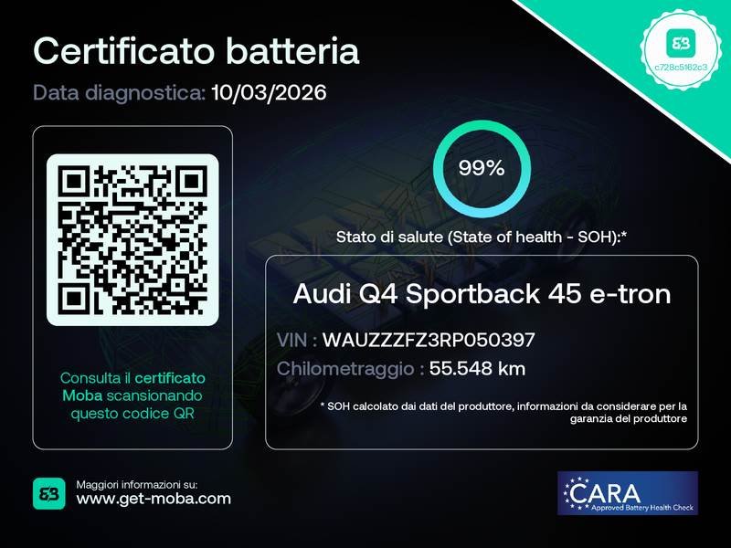 Certificat Audi Q4 Sportback 45 e-tron